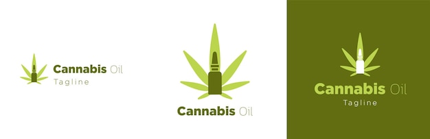 Vettore set di design del logo dell'olio di marijuana, simbolo della medicina del cannabidiolo, concetto di emblema della medicina cbd, canapa thc