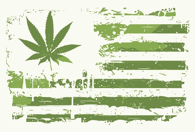 向量大麻美国国旗与枯燥乏味的效果