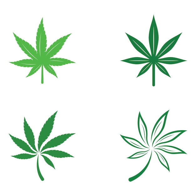 マリファナや大麻の葉のロゴやイラスト テンプレート ベクトル デザイン