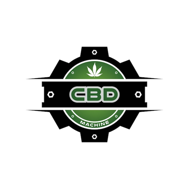 CBD Cannabidiol Company 로고 디자인 영감을 위한 장치를 가진 마리화나 대마초 잎