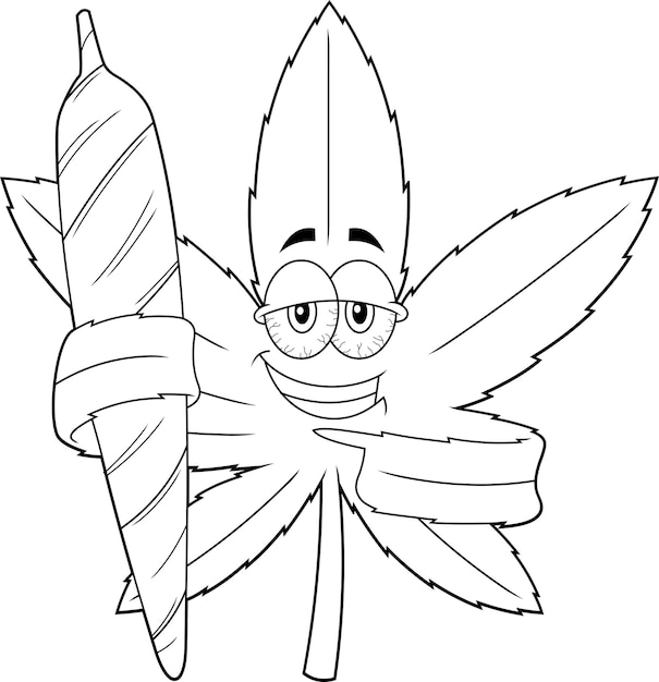 Marijuana Leaf cartoon personage met de beste joint