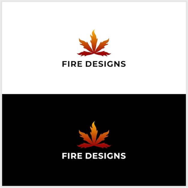 Marijuana met vuur logo ontwerp concept
