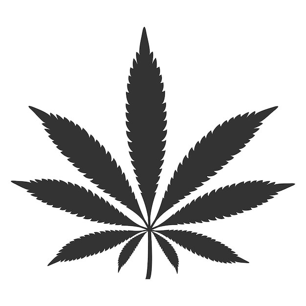 Силуэт листа марихуаны Конопляная наркомания Векторная иллюстрация