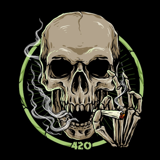 marijuana skull on dark