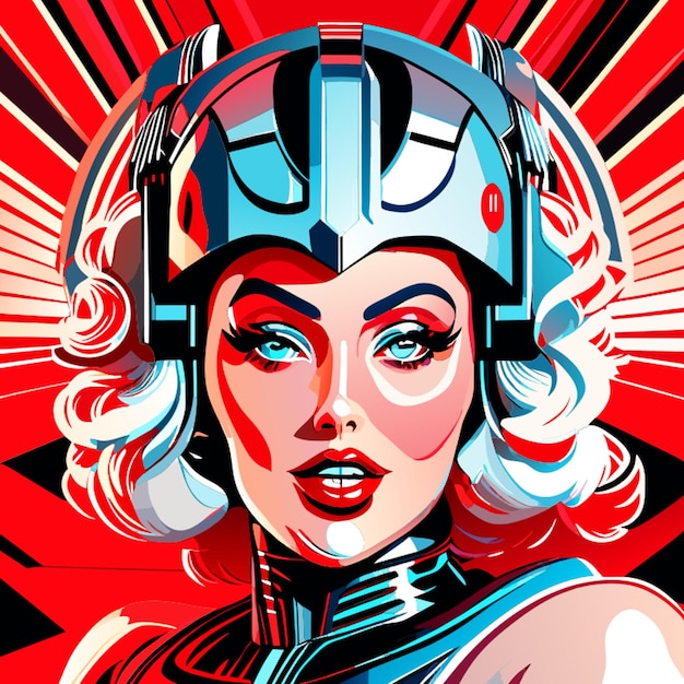 Vector marilyn monroe cyborg cyborg helmet cyborg costume vector illustration