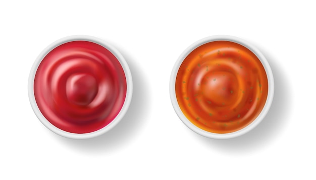 marinara or ketchup sauce in bowls