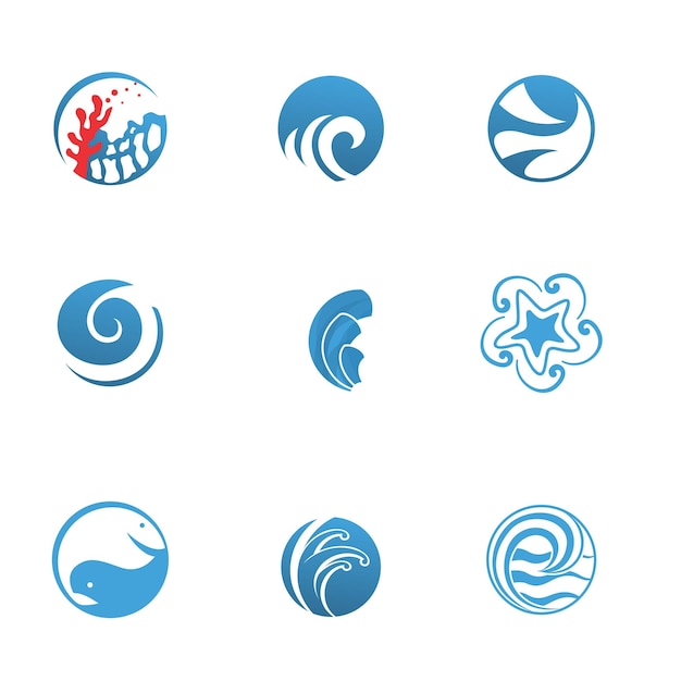 Marine abstract icons for travel and seafood restaurant business