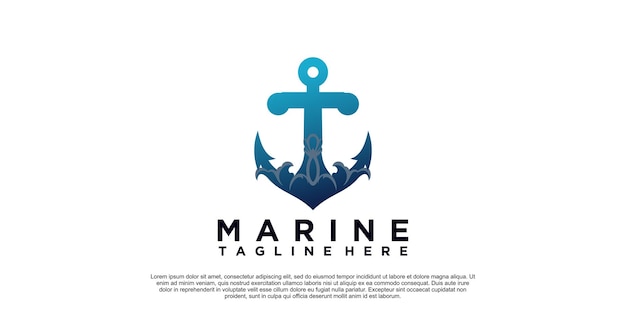 Marine Achor-logo-ontwerp met creatieve unieke stijl Premium Vector deel 1