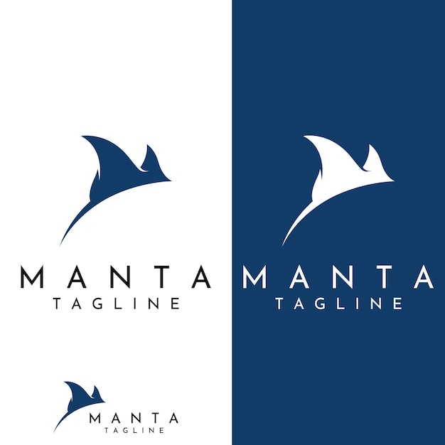 Marine animal stingray or batoidea logo design with template vector illustration