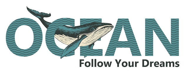 Vector marine banner with whale