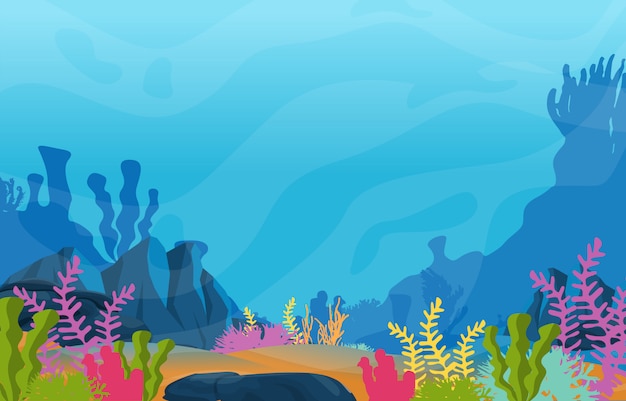 Vector marine coral reef underwater sea ocean nature illustration