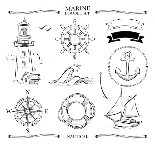 Marine doodle set