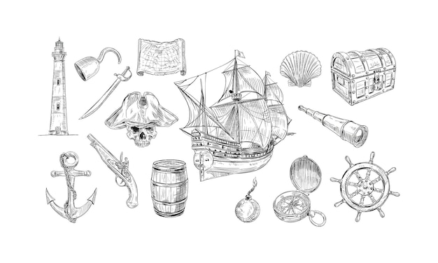 Vector marine handdrawn collection