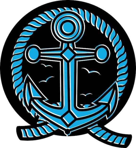 Marine Icon With Anchor And Rope Isolated On Transparent Background