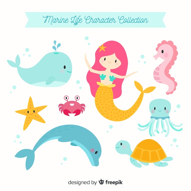 Marine life character collection