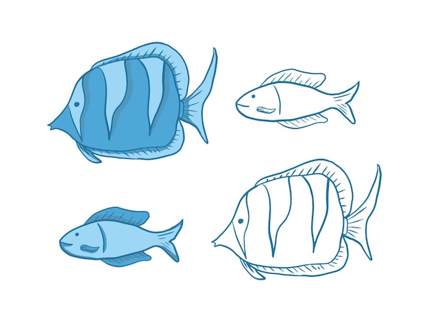 Морская жизнь морских животных рыбы мультфильм вектор