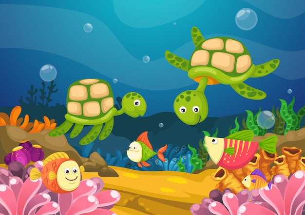 Marine life under the sea vector