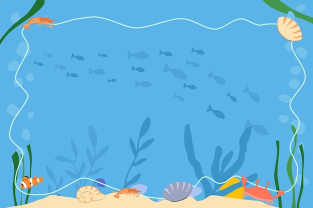 Marine life underwater world with sea ocean animals Vector illustration