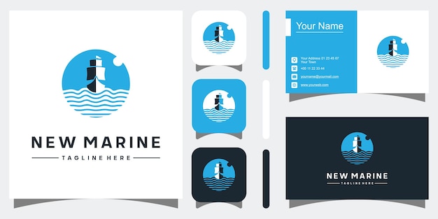 Icone vettoriali di ispirazione per il design del logo marino vettore premium