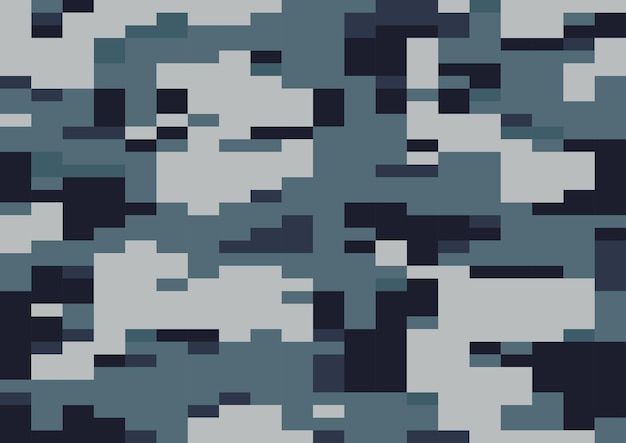 Marine multiscale camouflage seamless pattern digi camo vector modern 8bit pixel texture