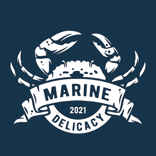 Vettore granchio marino dell'oceano logo dei frutti di mare della prelibatezza nautica