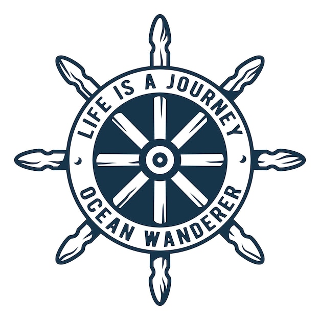 Logo del timone vintage vecchio marino emblema del mare nautico