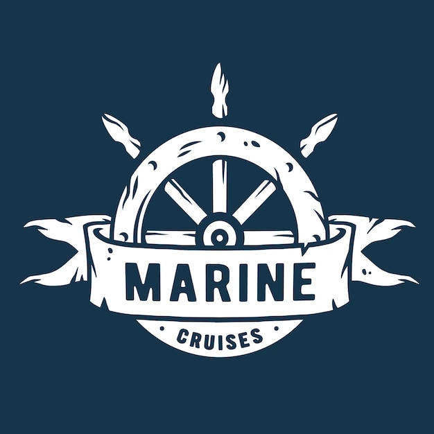 Marine oud vintage roer logo Nautische zee embleem