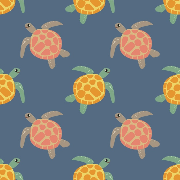 Marine pattern. Sea turtle. Seamless vector pattern. Background, Concept for wallpaper, wrapping paper, cards