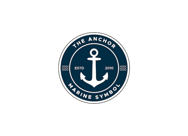 Marine retro emblems logo with anchor, anchor logo - vector