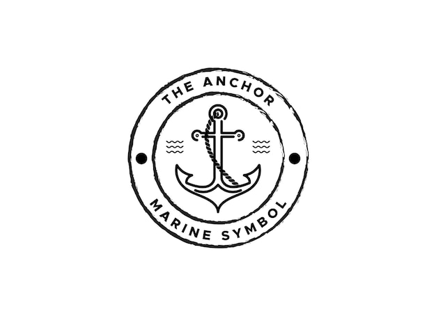 marine retro emblems logo with anchor, anchor logo - vector