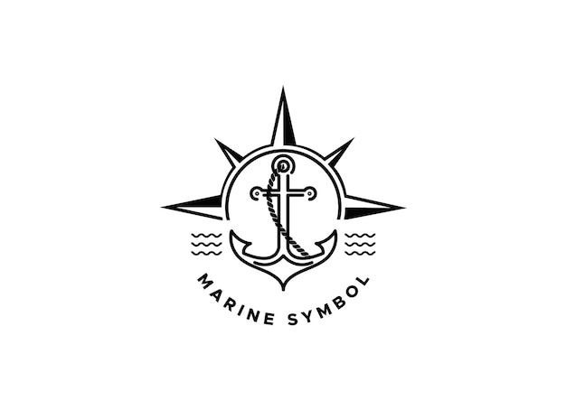 marine retro emblems logo with anchor, anchor logo - vector