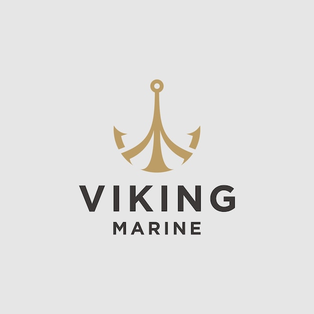 marine retro emblems logo with viking anchor logo - vector