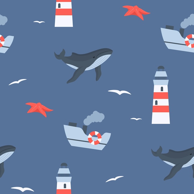 Marine seamless pattern