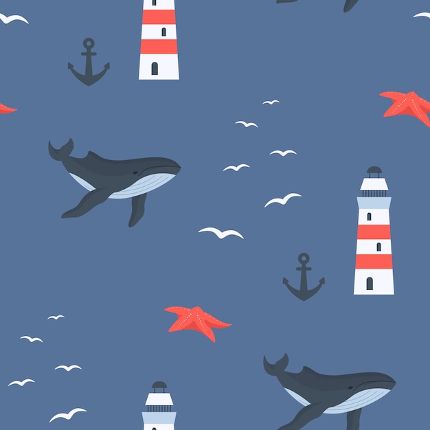 Marine seamless pattern