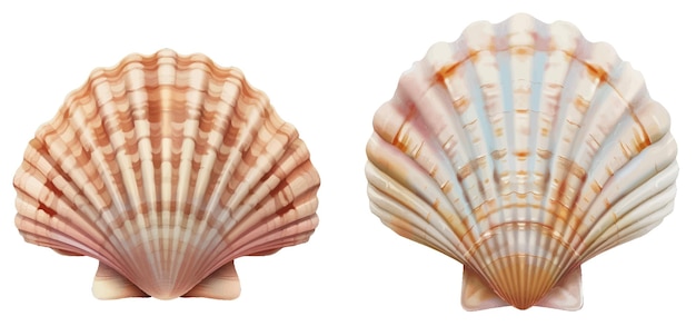 Vector marine shell or seashell scallop