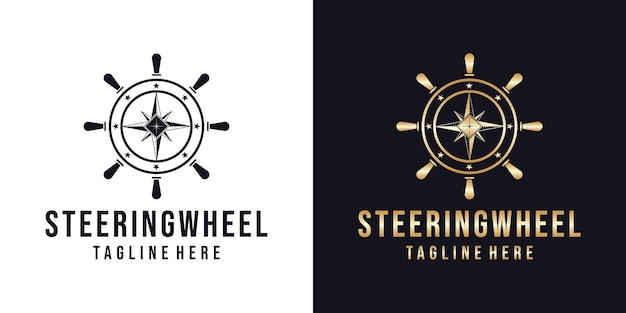 Marine steering wheel logo design template