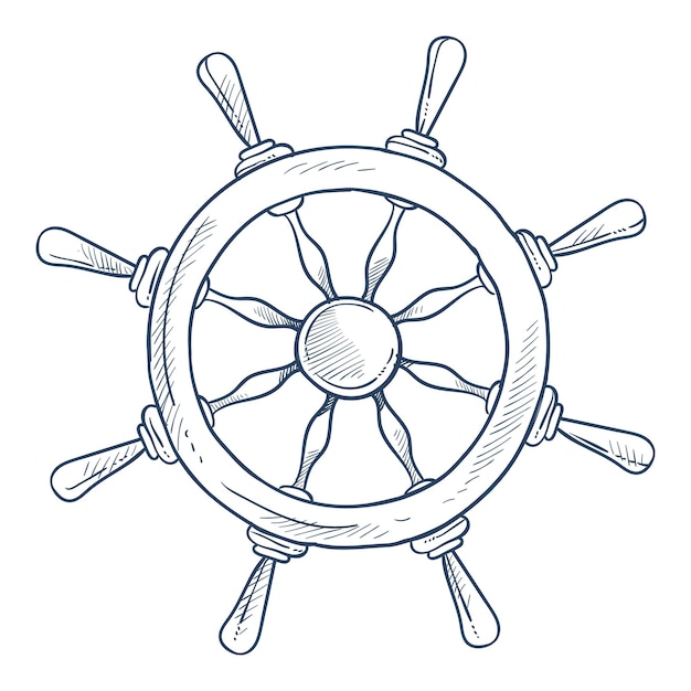 Vector marine symbol steering or rudder wheel ship part
