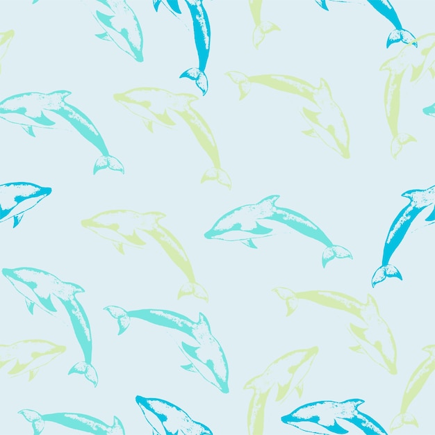 Marine theme ocean Summer graphic design pattern with cute fishes Vector
