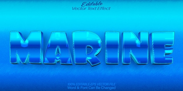 Marine vector text effect editable alphabet blue sea ocean water wave aqua
