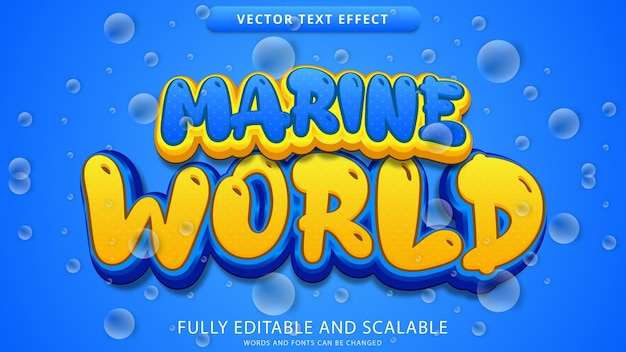 Vector marine world text effect editable eps file