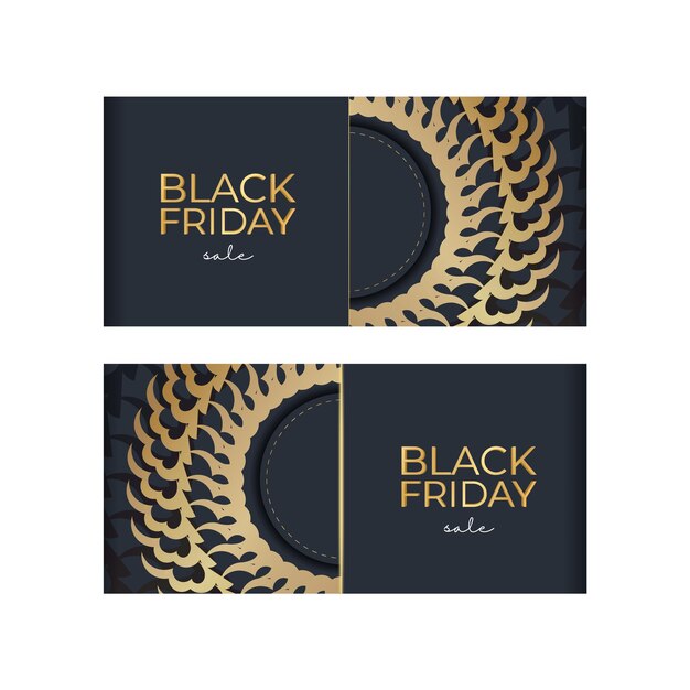 Marineblauw Black Friday Sale vakantie poster sjabloon met geometrische gouden ornament