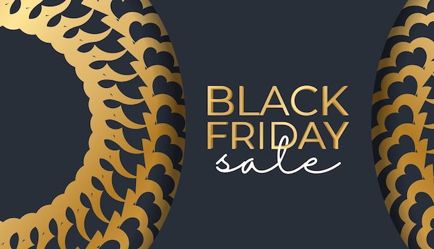 Marineblauwe black friday sale-promotiesjabloon met grieks gouden ornament