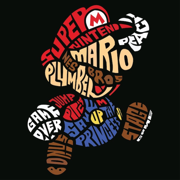 Vettore arte del testo di mario