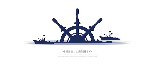 Vector maritieme dag vectorillustratie met scheepswiel of stuurinrichting