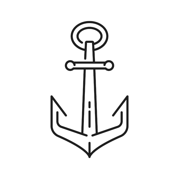 Maritime ship or yacht anchor thin line icon