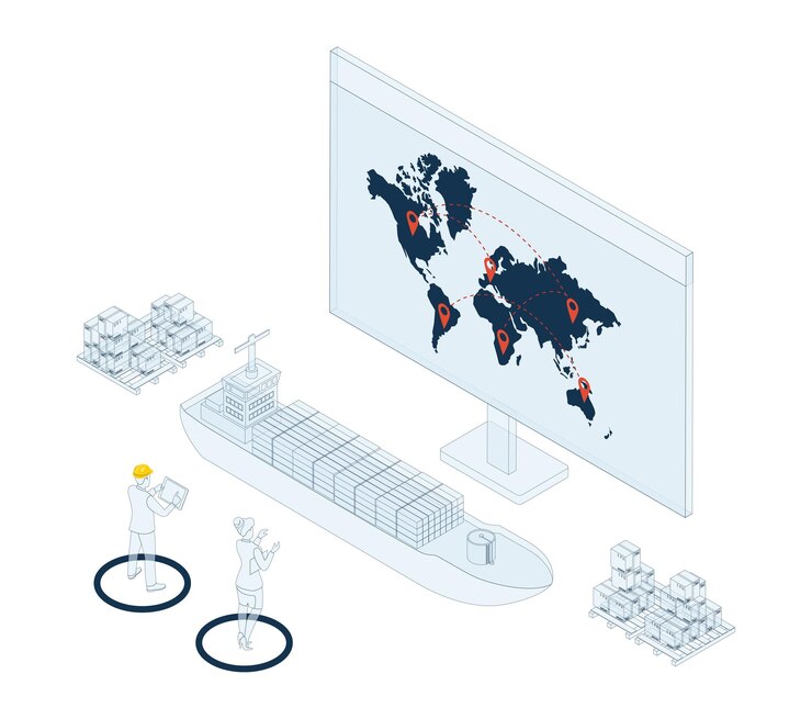 Vector maritime transport logistics and global logistics network concept vector illustration eps10