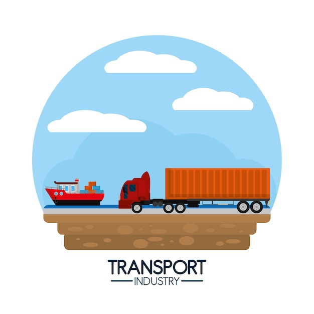 Vector maritime transport and logistics industry
