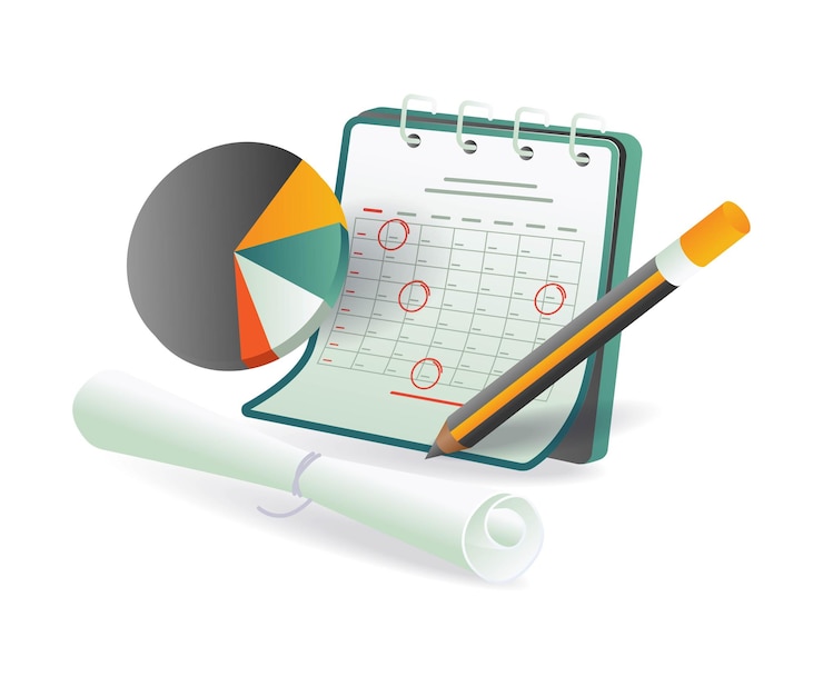 Vector mark the calendar as management planning to develop business
