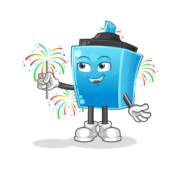 Markeerstift met vuurwerk mascotte cartoon vector