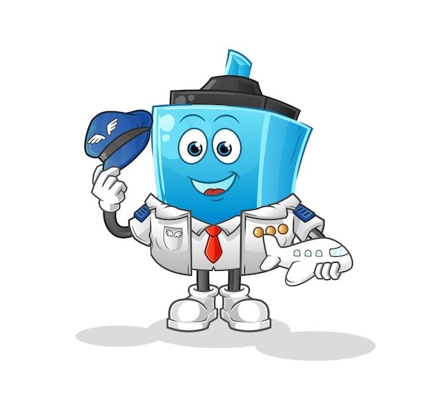 Markeerstift piloot mascotte. cartoon vector